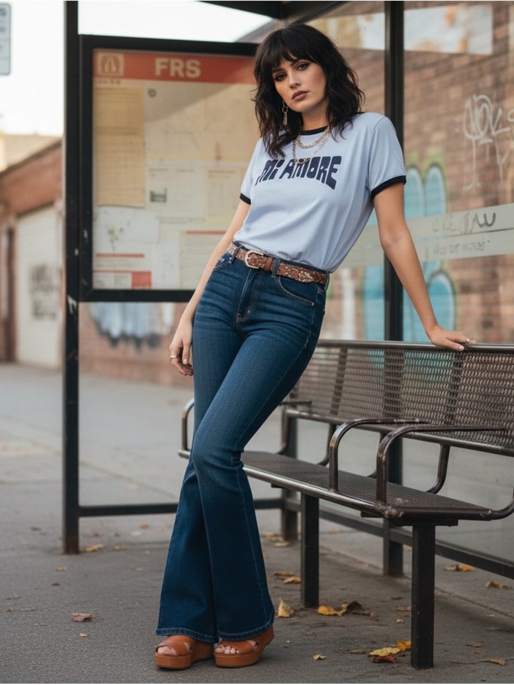 H&M Divided Ringer Tee Boxy Mi Amore XL